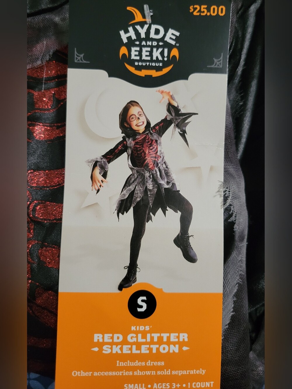Kids' Red Glitter Skeleton Costume - Small
